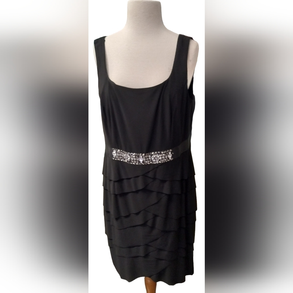 Alex Evenings Petite Black Midi Cocktail Dress